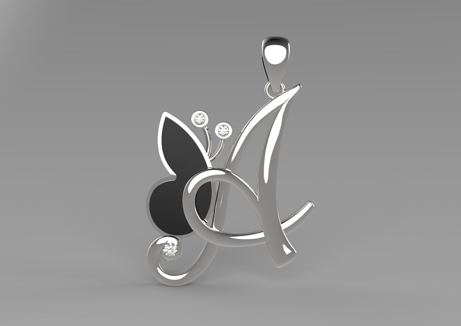 letter A STL 3D pendant jp0049 3D print model_19