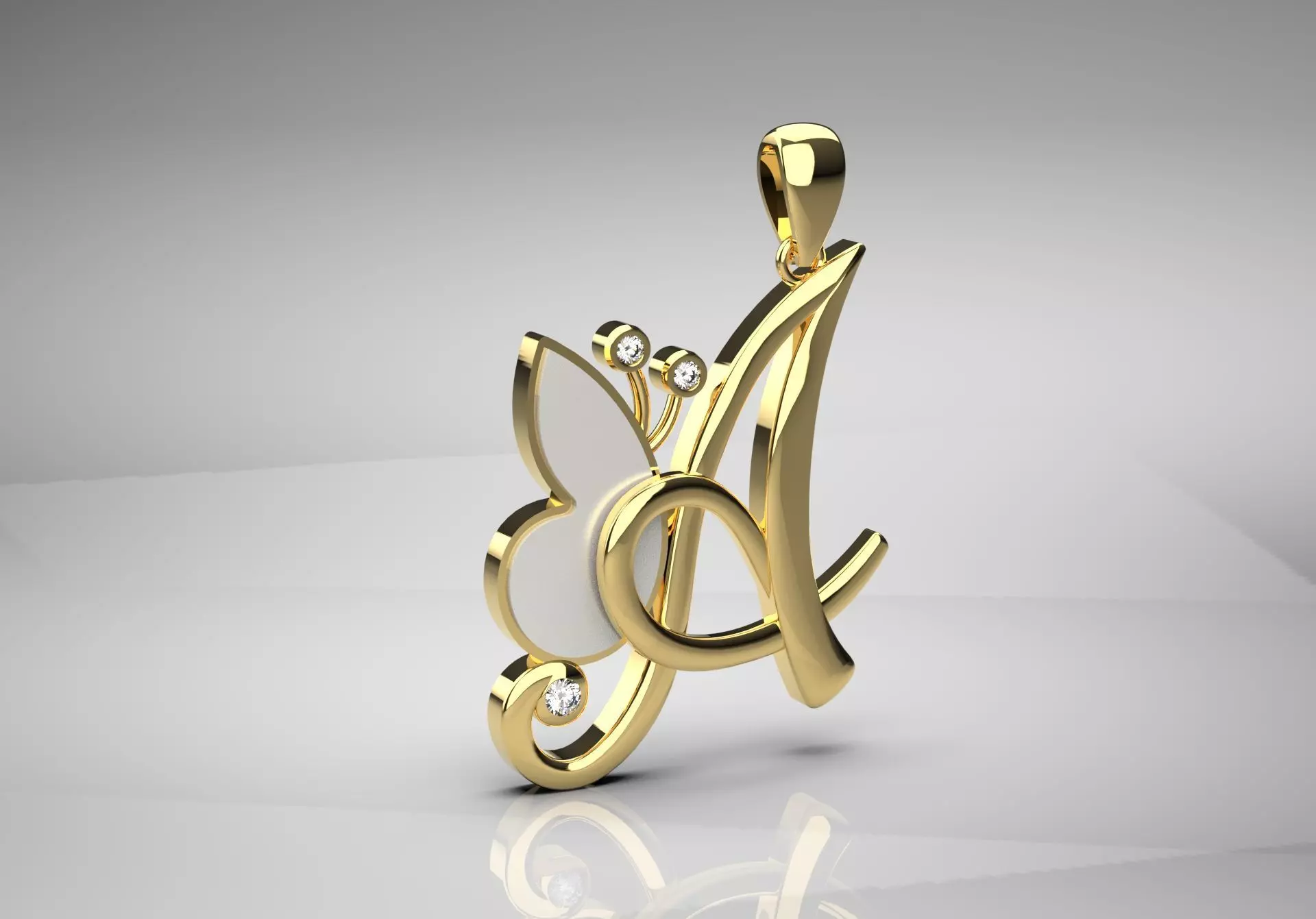 letter A STL 3D pendant jp0049 3D print model_0