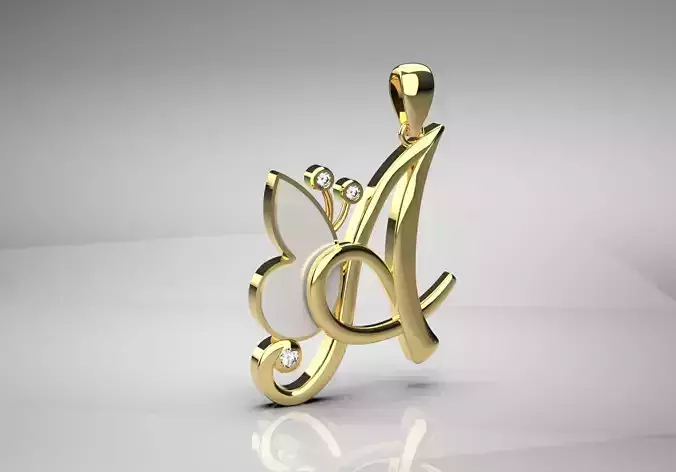 letter A STL 3D pendant jp0049