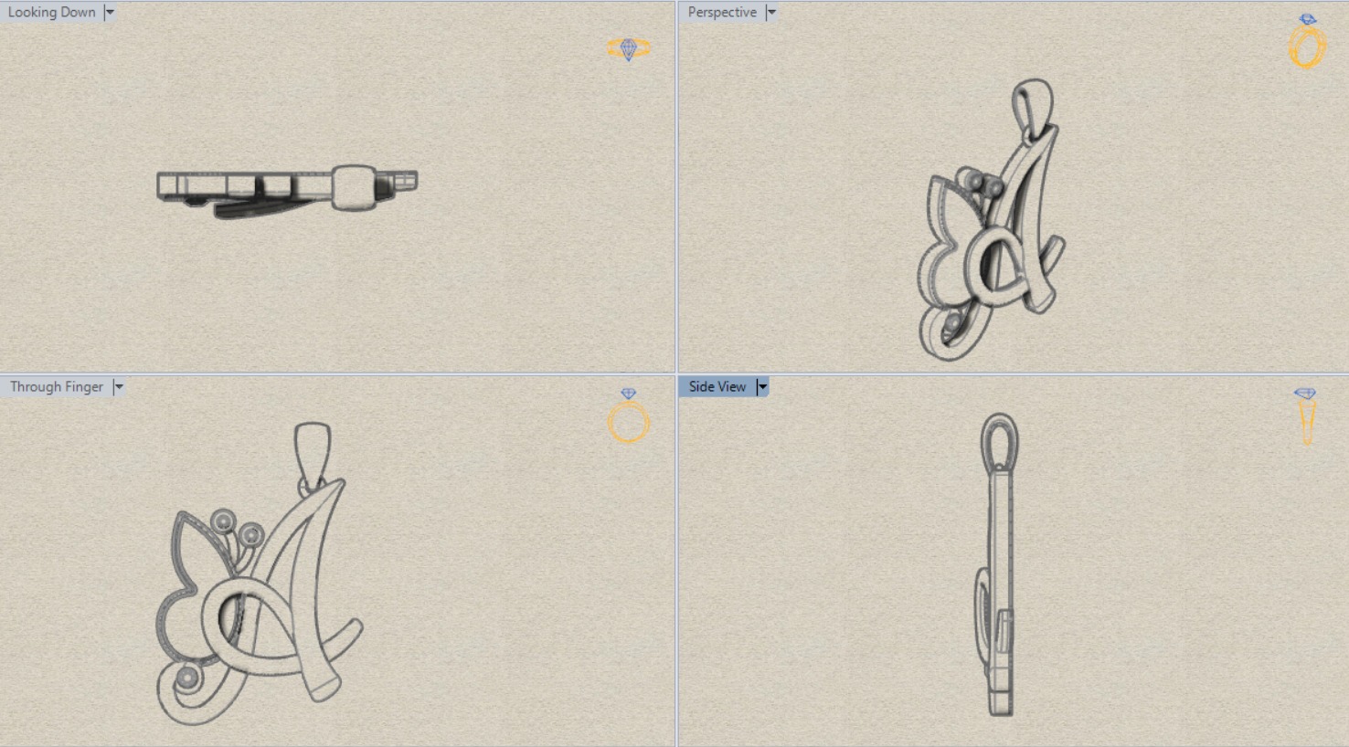 letter A STL 3D pendant jp0049 3D print model_16