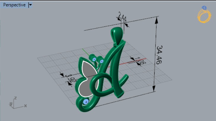 letter A STL 3D pendant jp0049 3D print model_8
