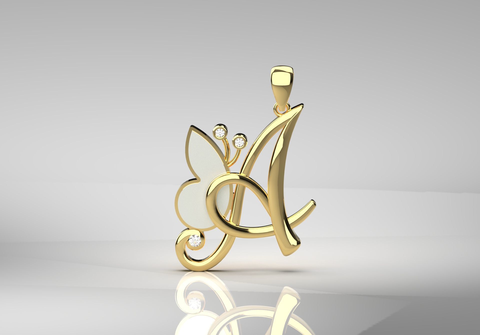 letter A STL 3D pendant jp0049 3D print model_1