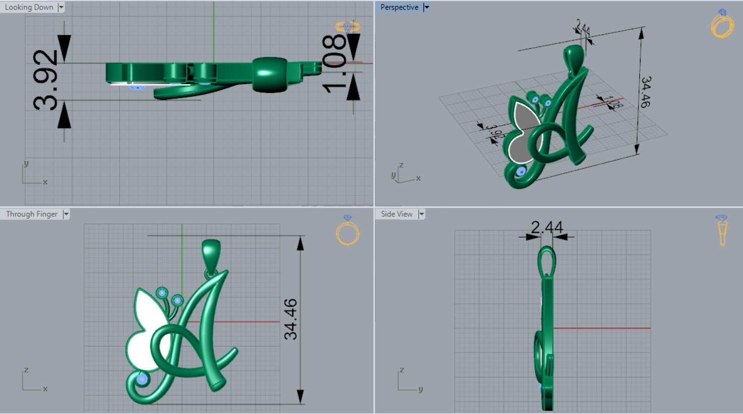 letter A STL 3D pendant jp0049 3D print model_5