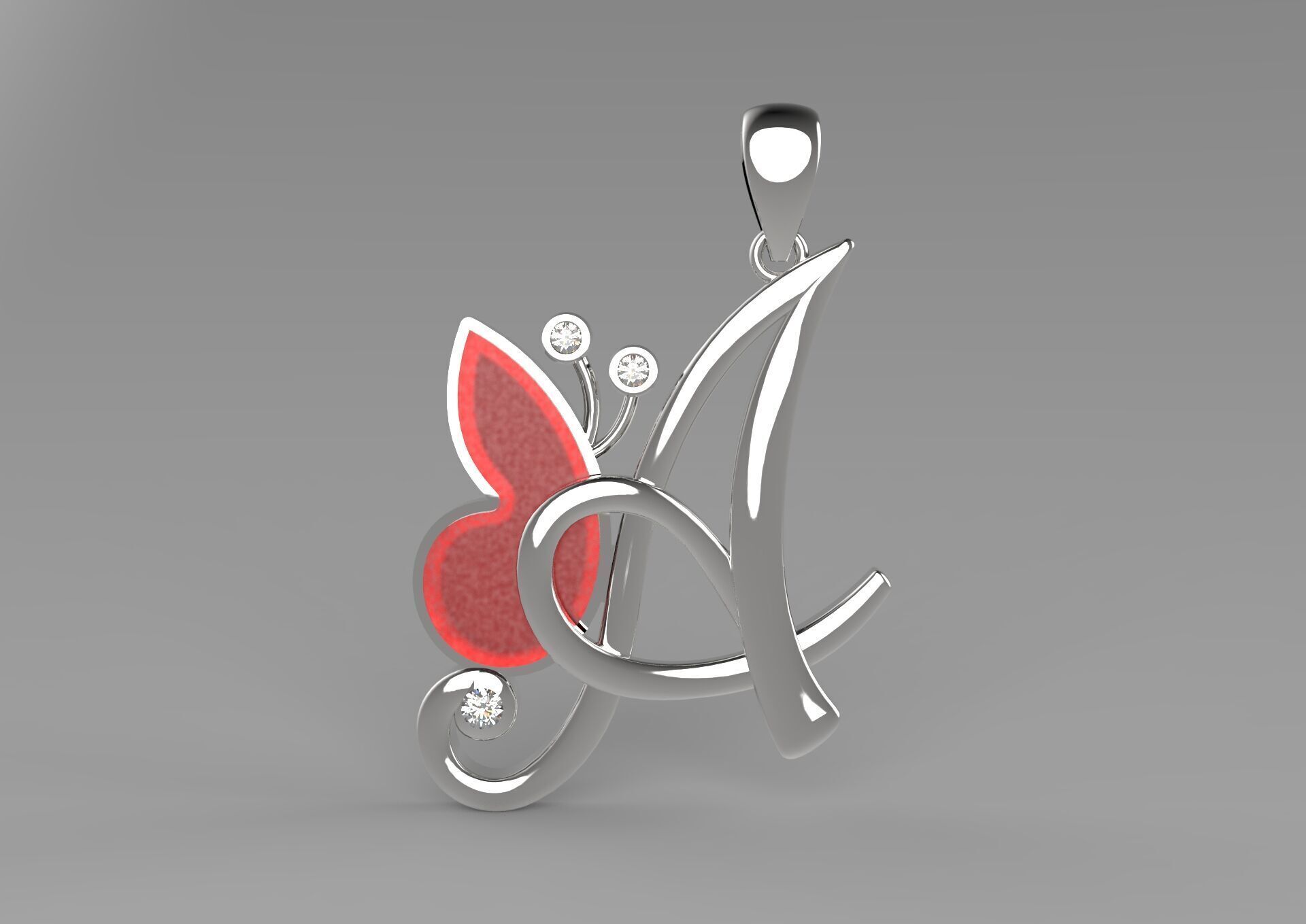 letter A STL 3D pendant jp0049 3D print model_18