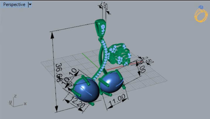 cherry jewelry pendant jp0133 3D print model_8