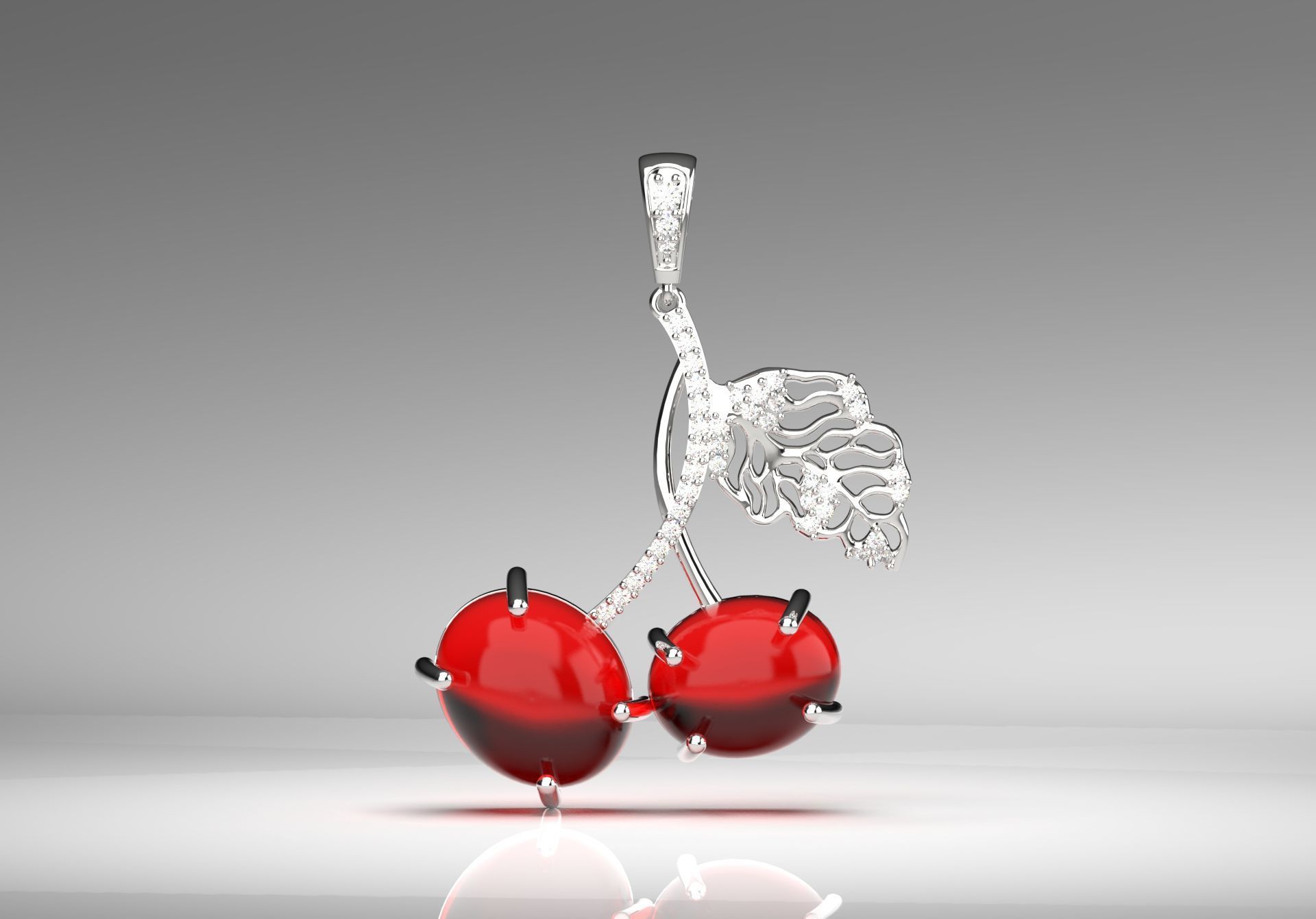 cherry jewelry pendant jp0133 3D print model_1