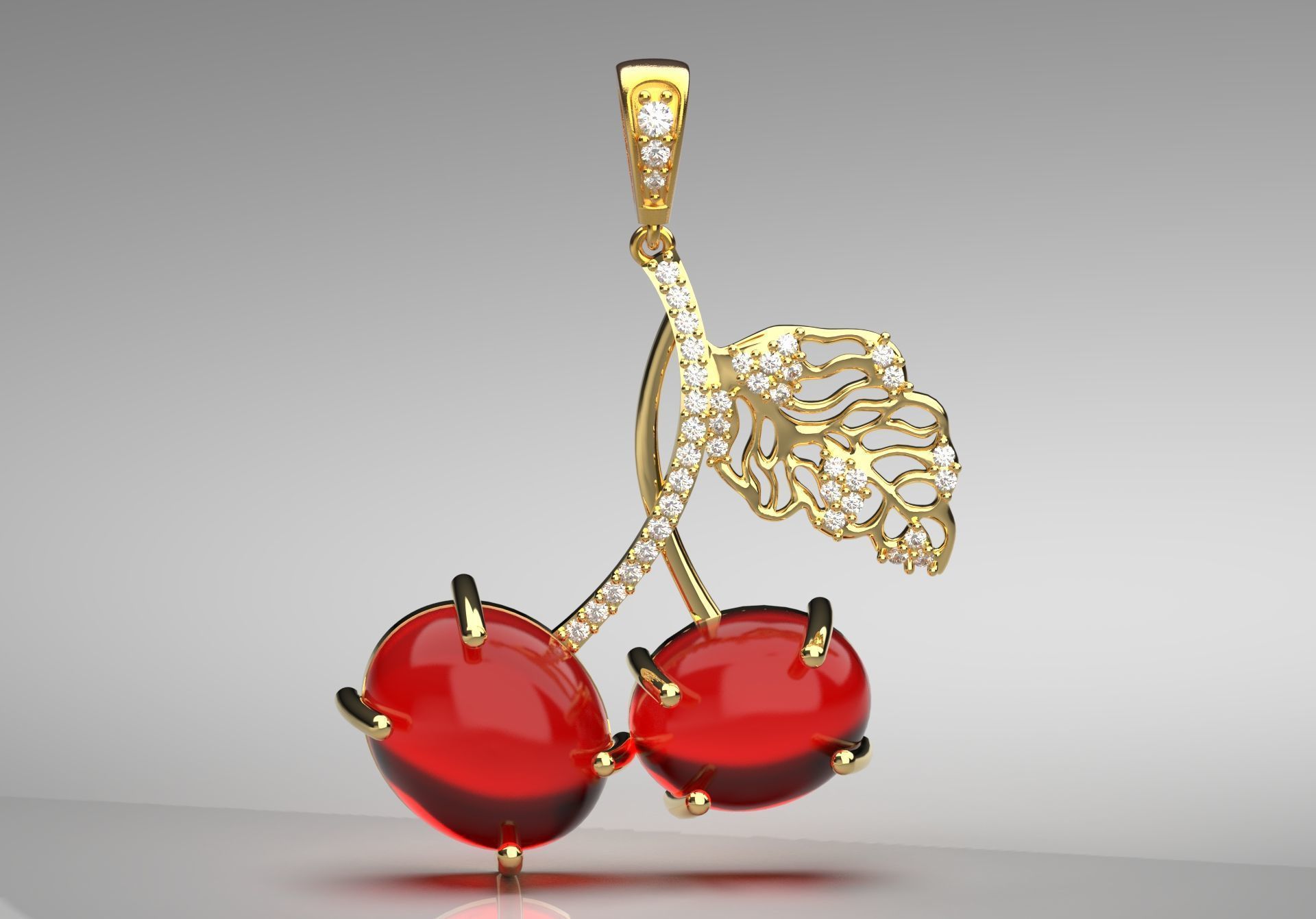 cherry jewelry pendant jp0133 3D print model_3