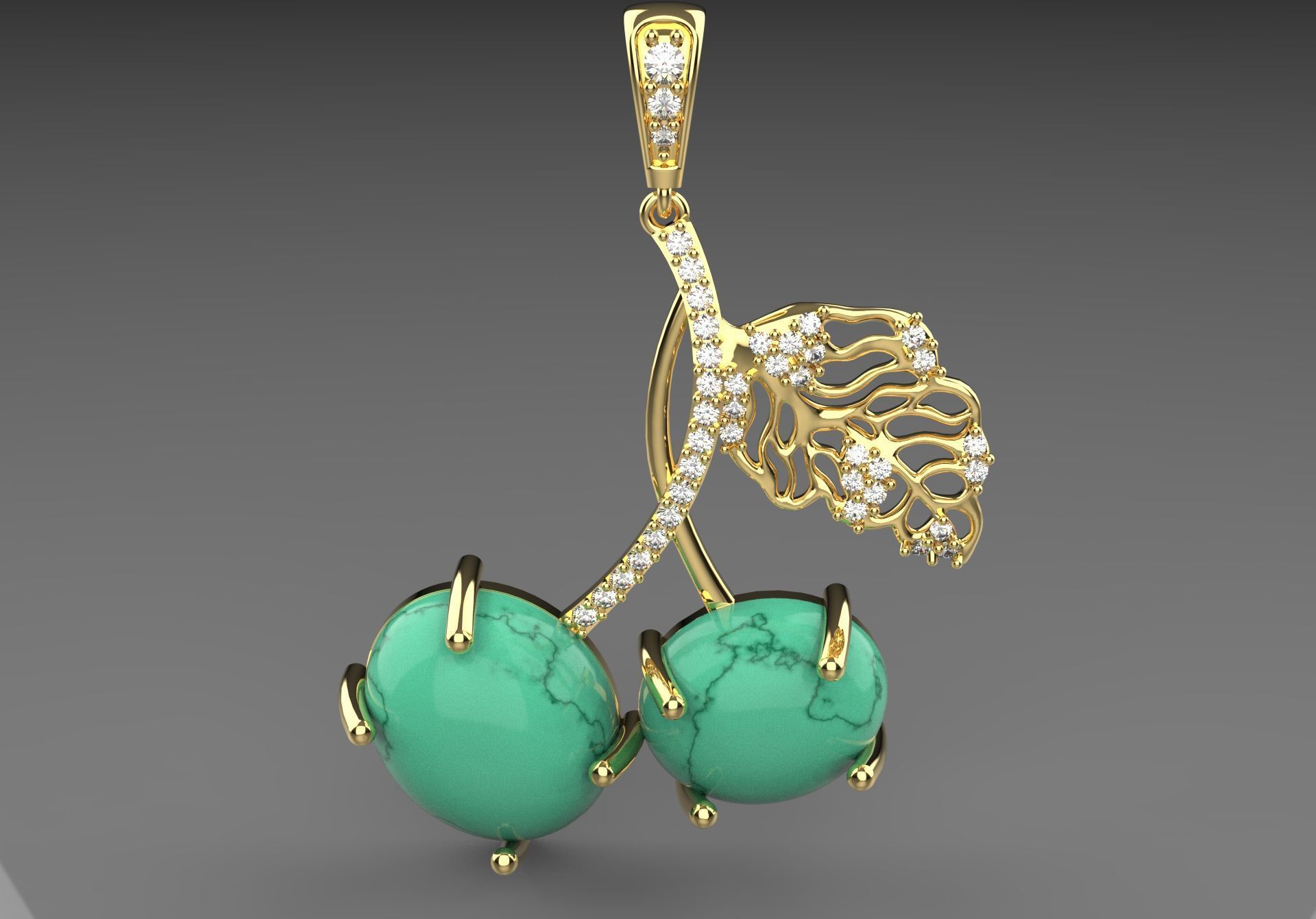 cherry jewelry pendant jp0133 3D print model_17