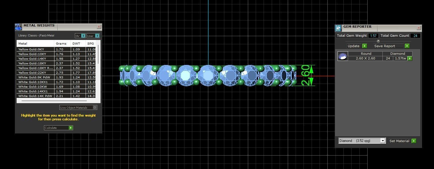 U Shaped Eternity Ring 2 point 6 mm stone size swiss 13 and EU53 3D print model_3