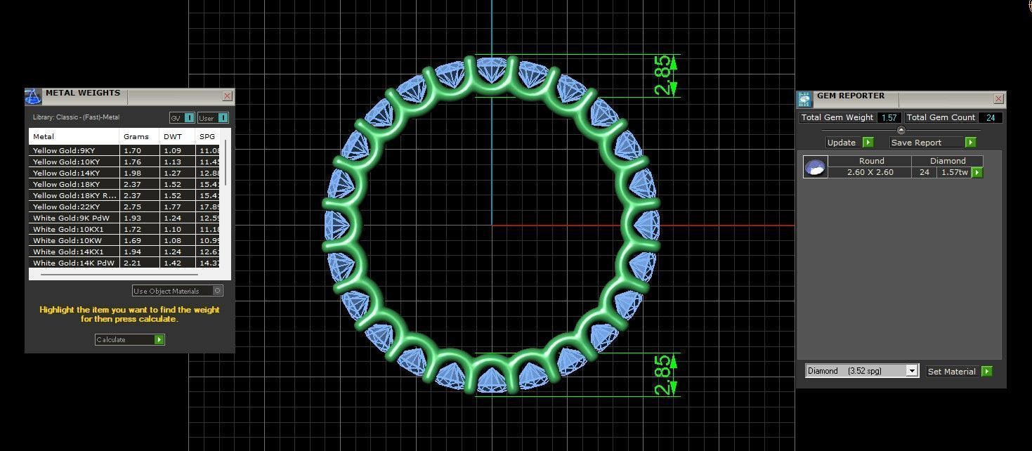 U Shaped Eternity Ring 2 point 6 mm stone size swiss 13 and EU53 3D print model_4