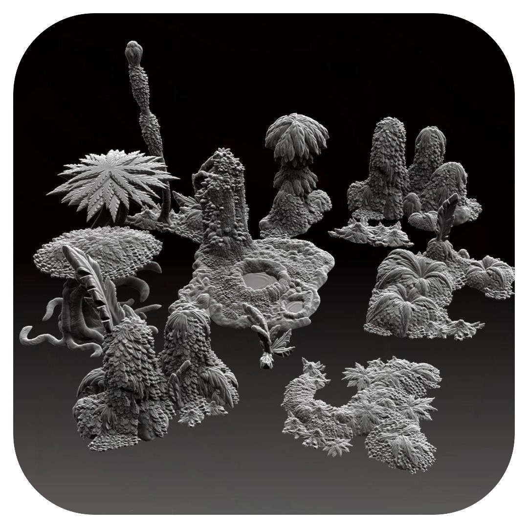 Printable tabletop terrain - Tropic Nature 3D print model_1