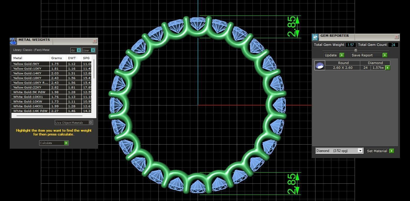 U Shaped Eternity Ring 2 point 6 mm stone size swiss 14 and EU54 3D print model_3