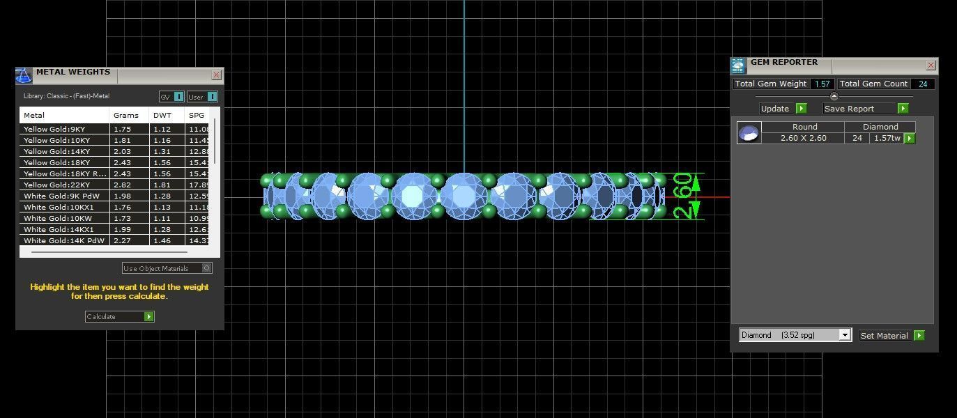 U Shaped Eternity Ring 2 point 6 mm stone size swiss 14 and EU54 3D print model_2