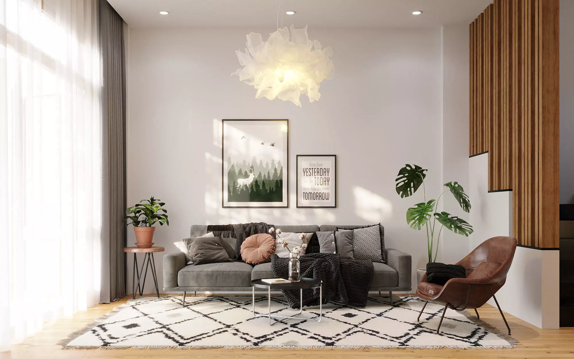 Scandinavian Living Room 3D model 3D model_0