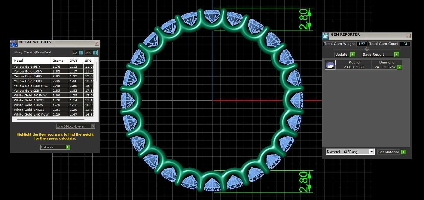 U Shaped Eternity Ring 2 point 6 mm stone size swiss 15 and EU55 3D print model_4