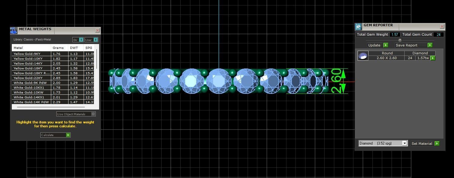 U Shaped Eternity Ring 2 point 6 mm stone size swiss 15 and EU55 3D print model_3