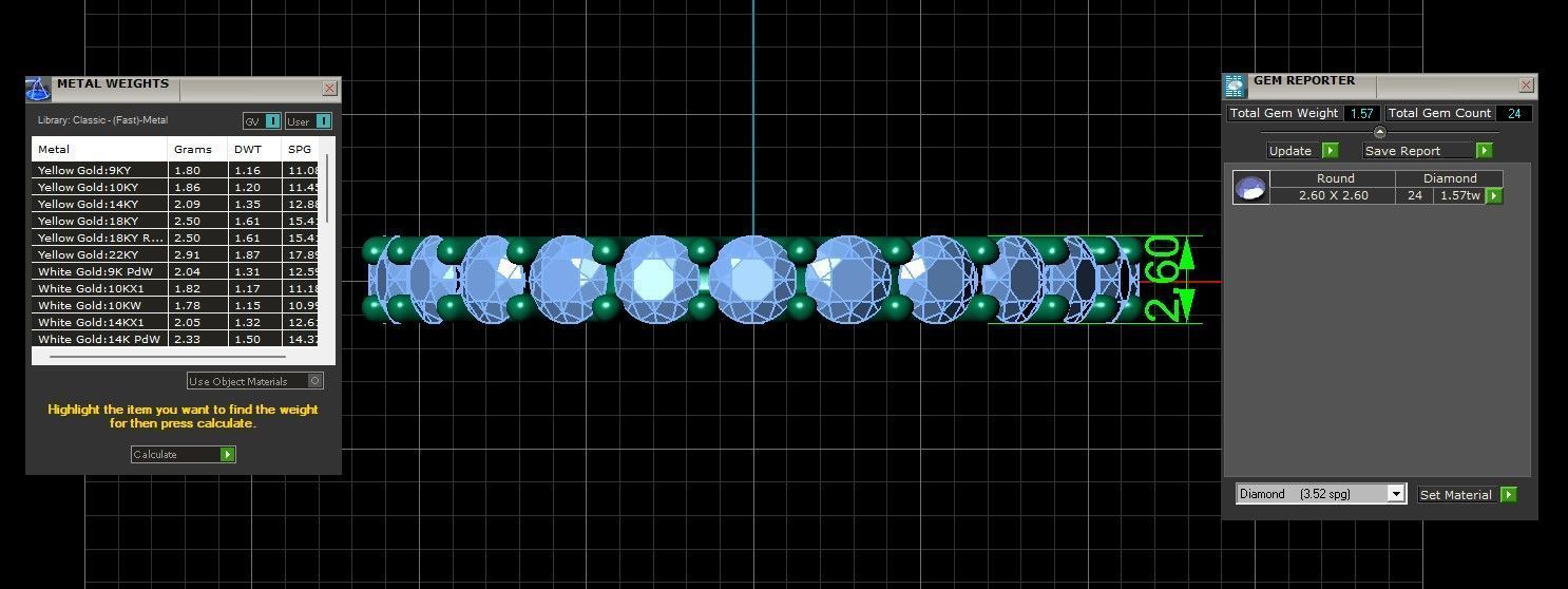 U Shaped Eternity Ring 2 point 6 mm stone size swiss 16 and EU56 3D print model_2