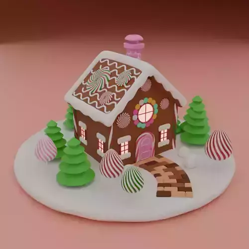 Gingerbread hous 3D model crystmas