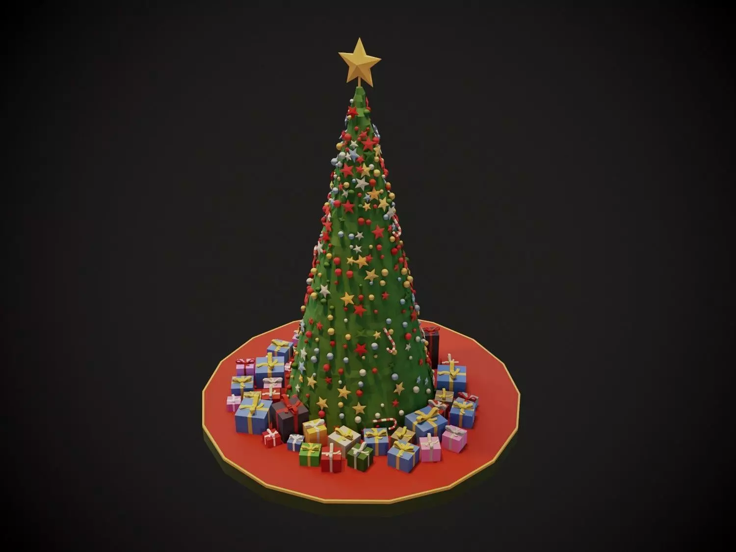 Christmas Tree Low-poly 3D model_0