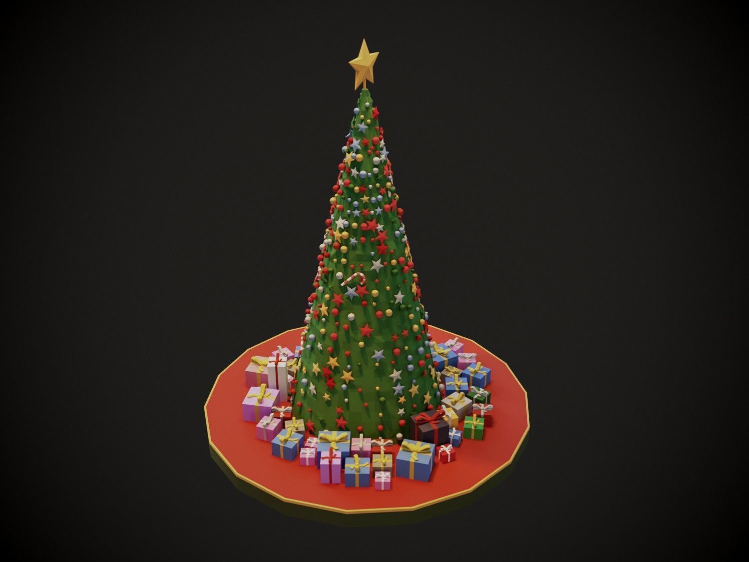 Christmas Tree Low-poly 3D model_5