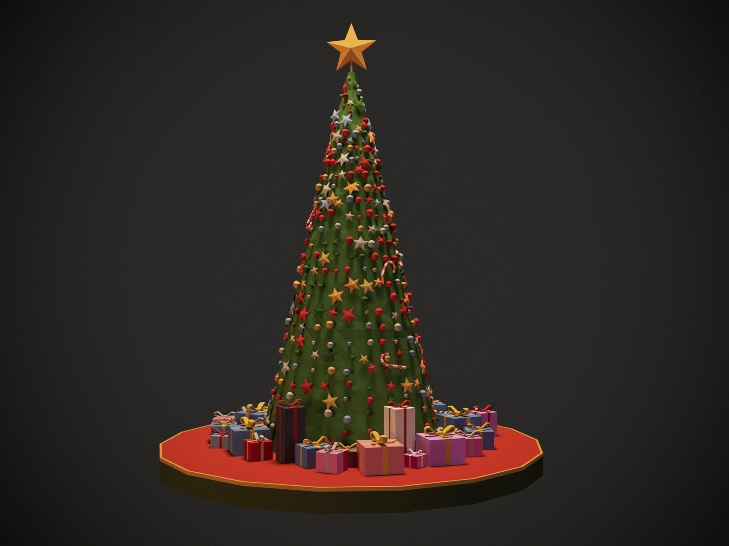 Christmas Tree Low-poly 3D model_4