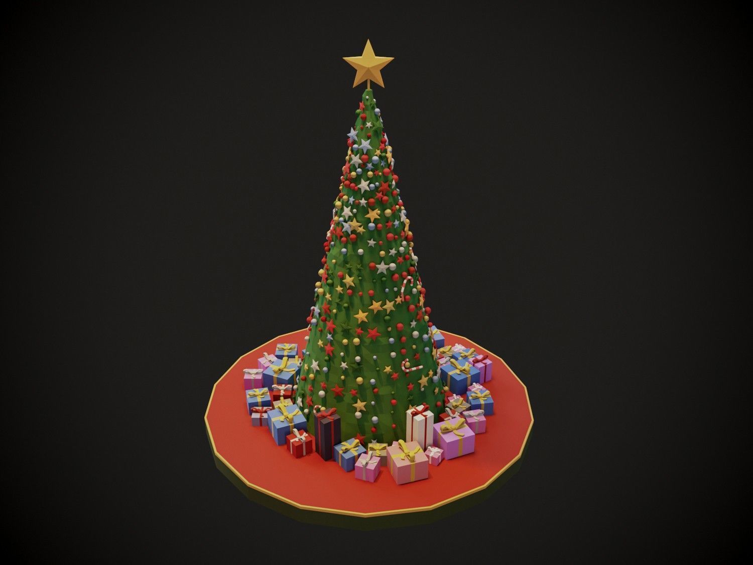 Christmas Tree Low-poly 3D model_1