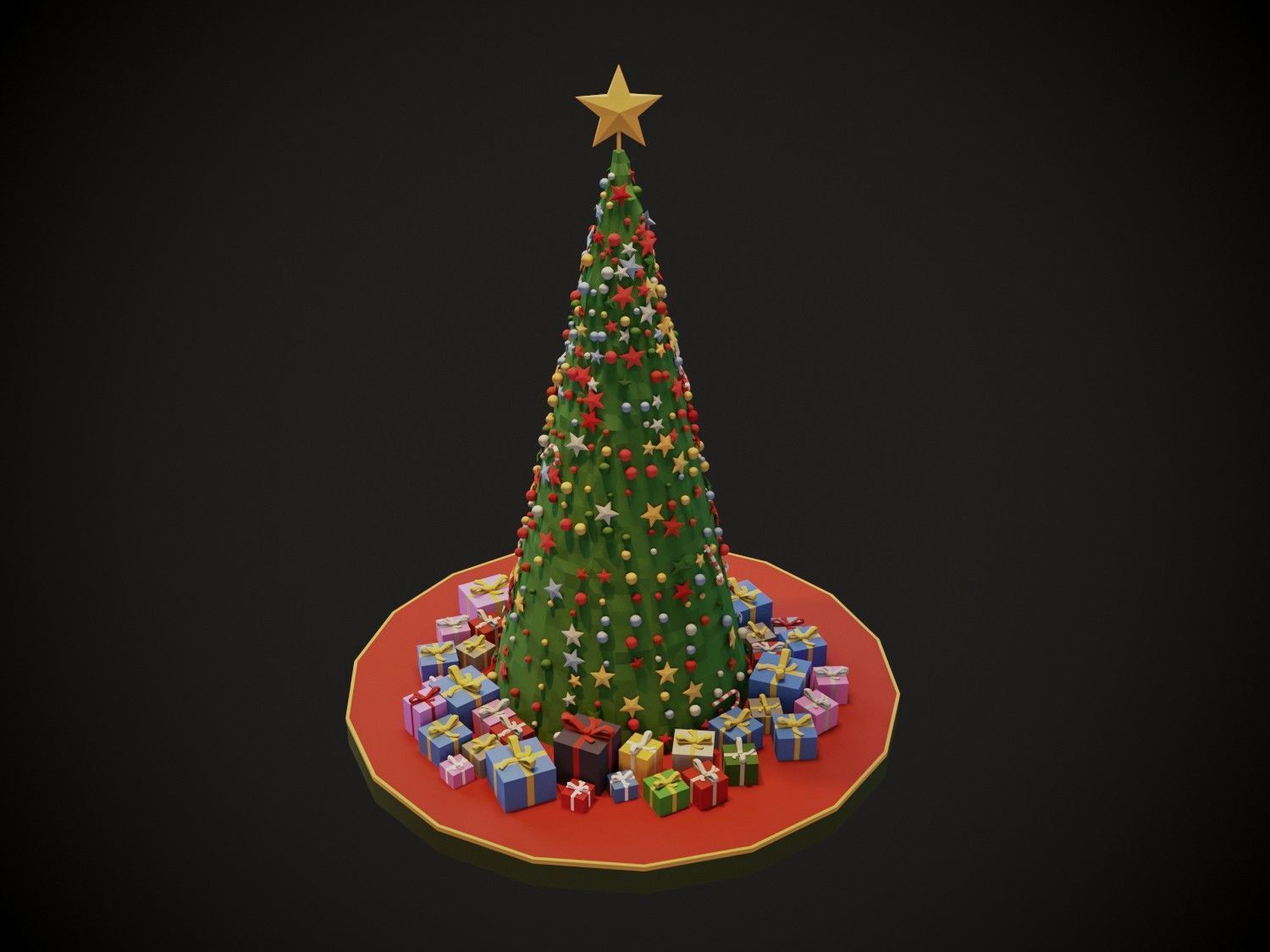 Christmas Tree Low-poly 3D model_3