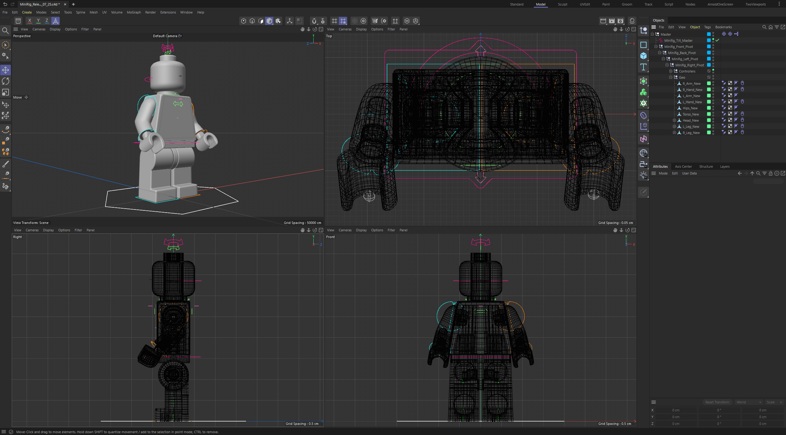 Lego Minifigure Rig for Cinema 4D - The MiniRig - Minifig Model 3D model_9