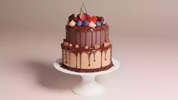 Happy birthday chocolate cake 3D model