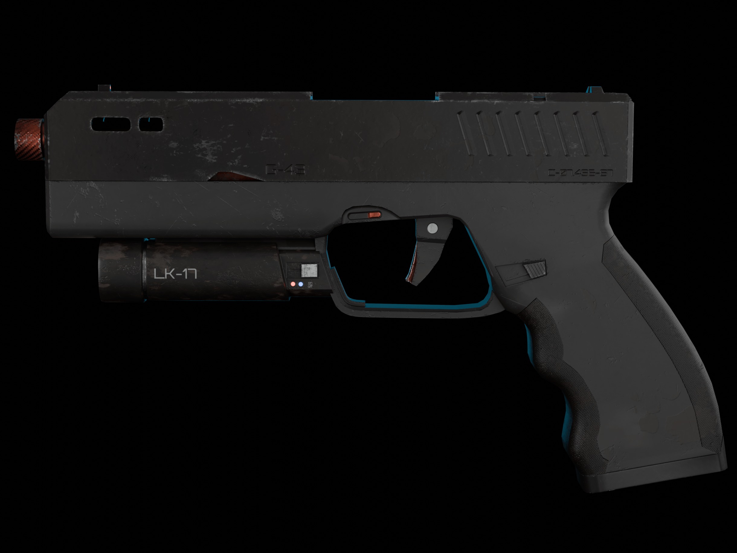 Modern Sci-fi Pistol Low-poly 3D model_16