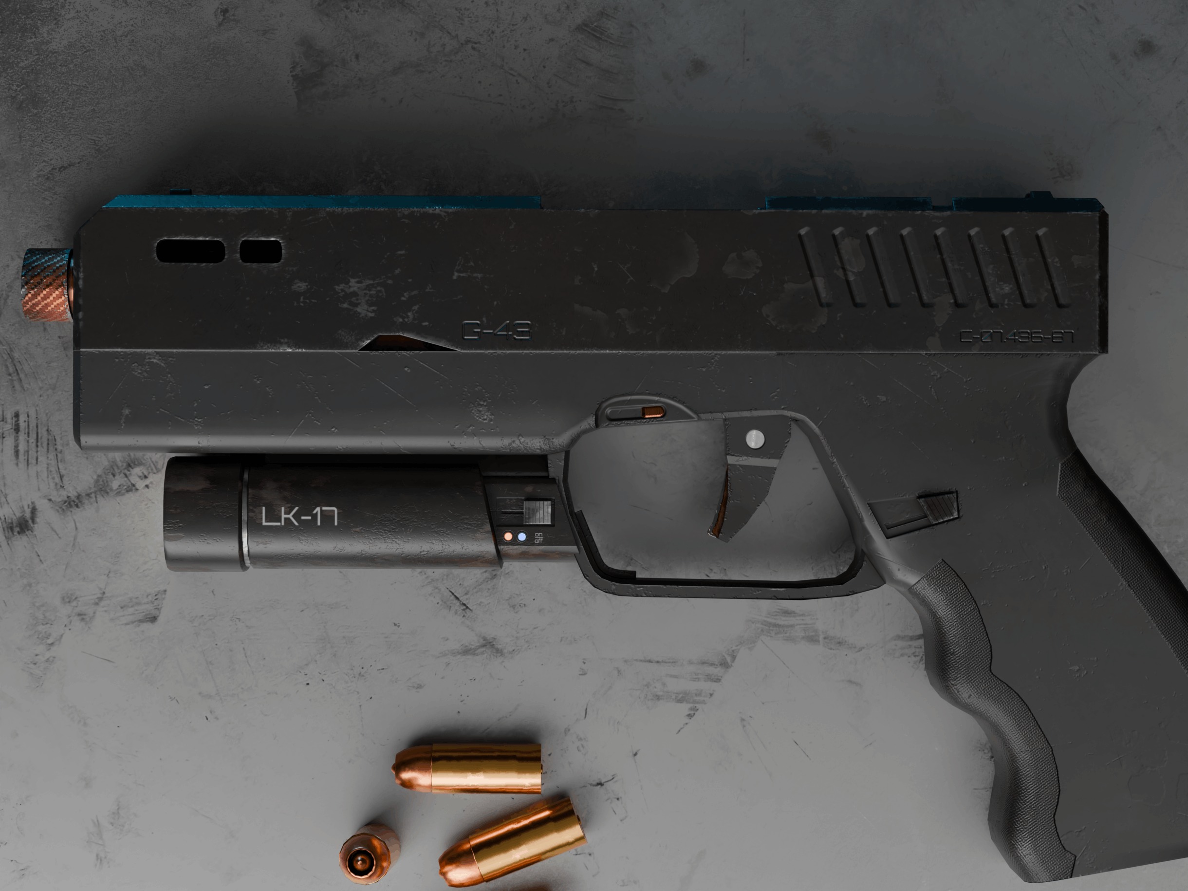 Modern Sci-fi Pistol Low-poly 3D model_20