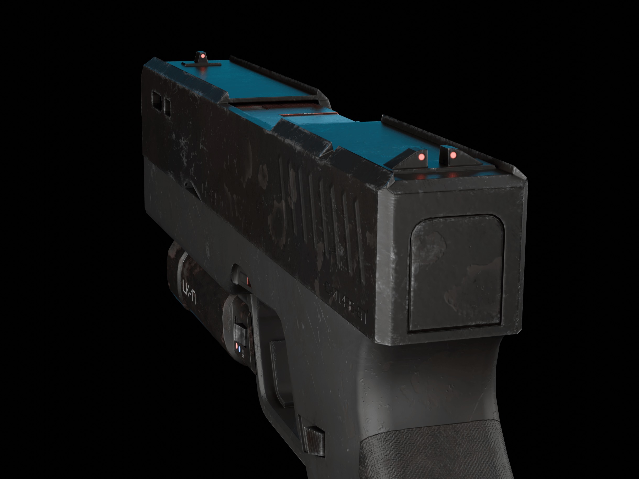 Modern Sci-fi Pistol Low-poly 3D model_9