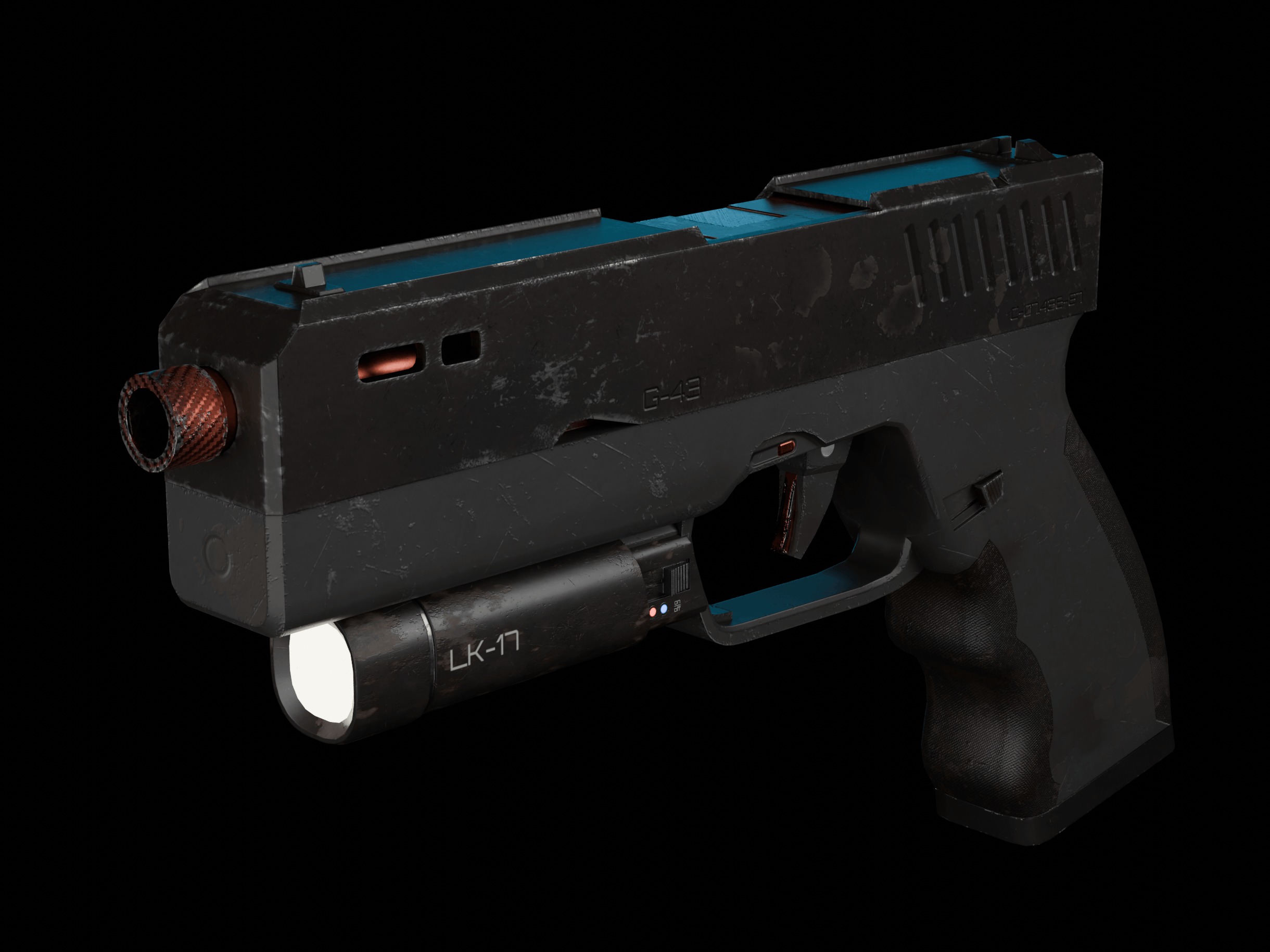 Modern Sci-fi Pistol Low-poly 3D model_5