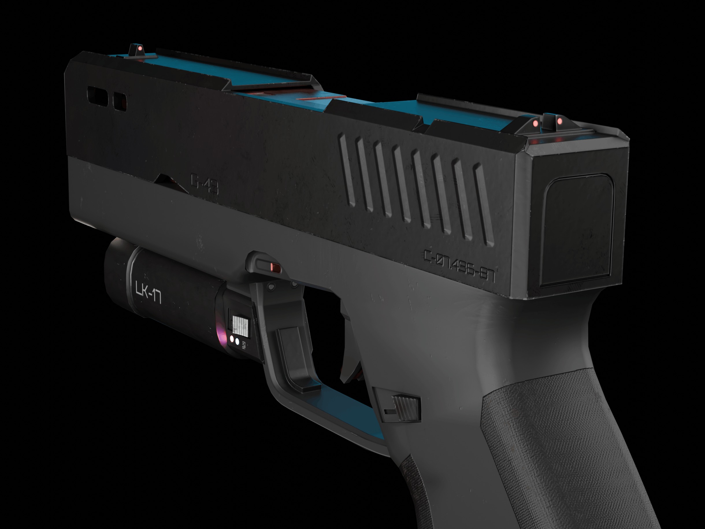 Modern Sci-fi Pistol Low-poly 3D model_10