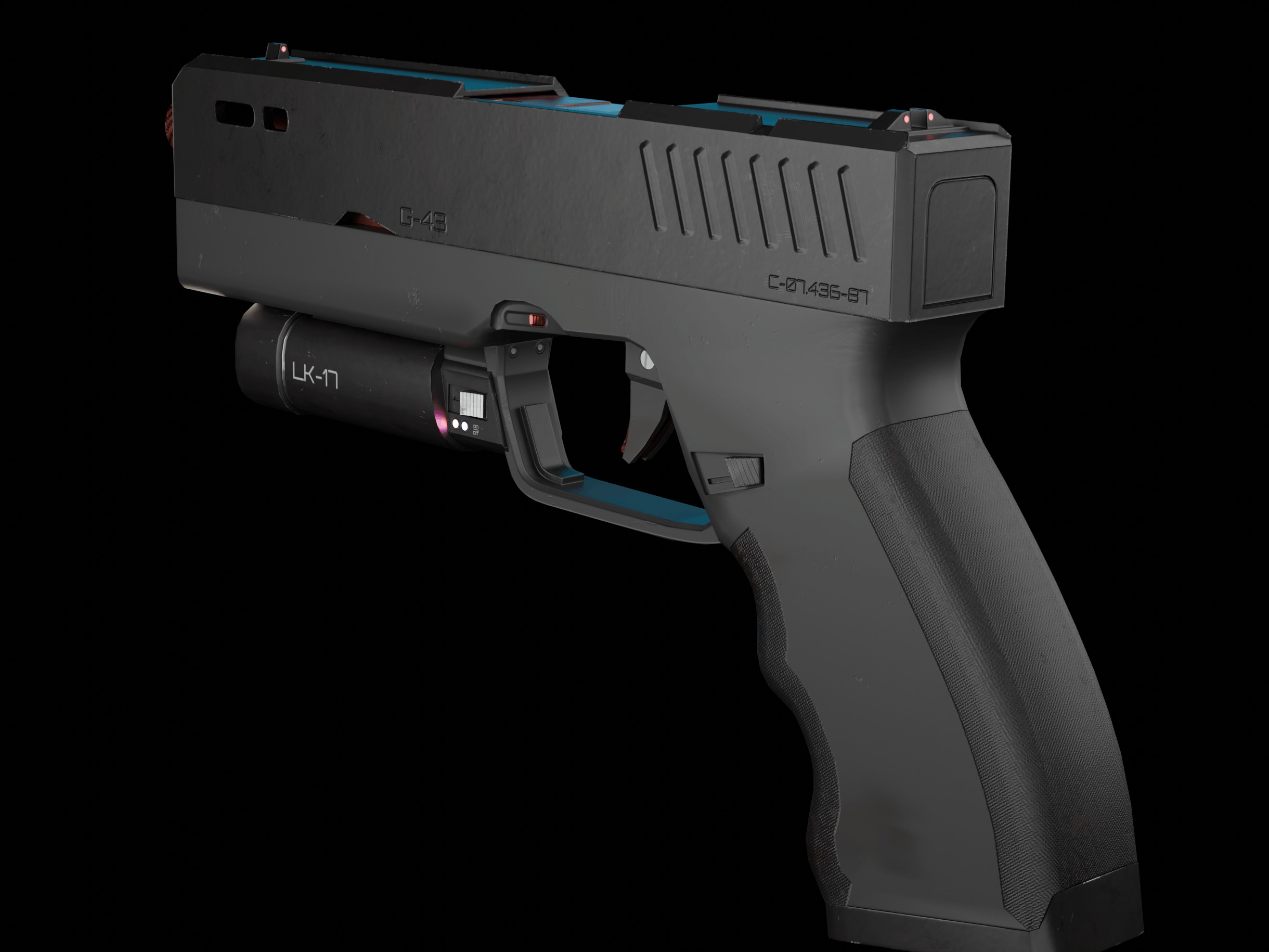 Modern Sci-fi Pistol Low-poly 3D model_13