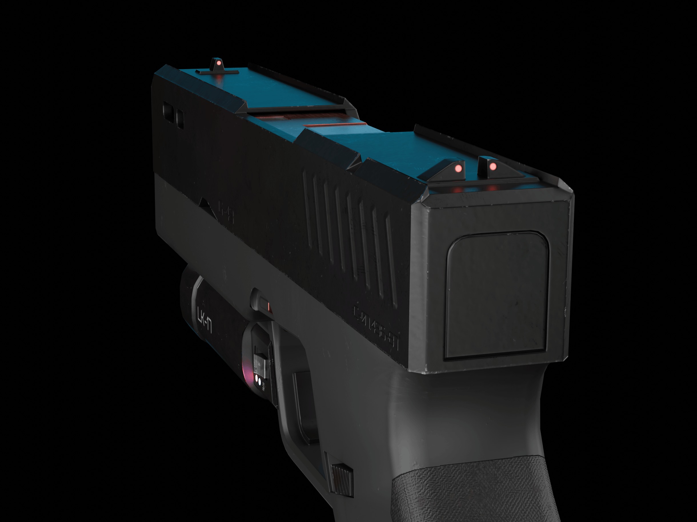 Modern Sci-fi Pistol Low-poly 3D model_8