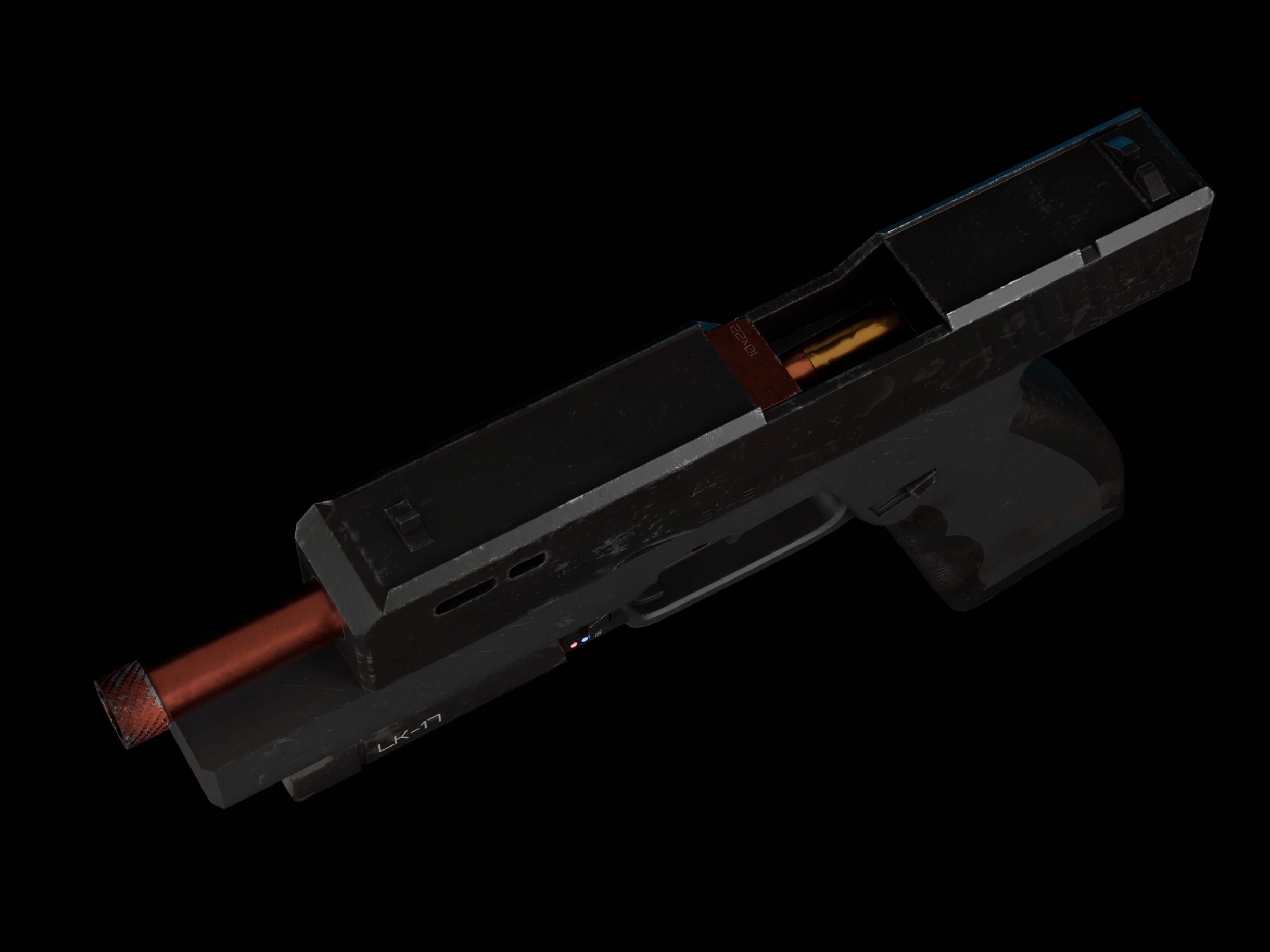 Modern Sci-fi Pistol Low-poly 3D model_7