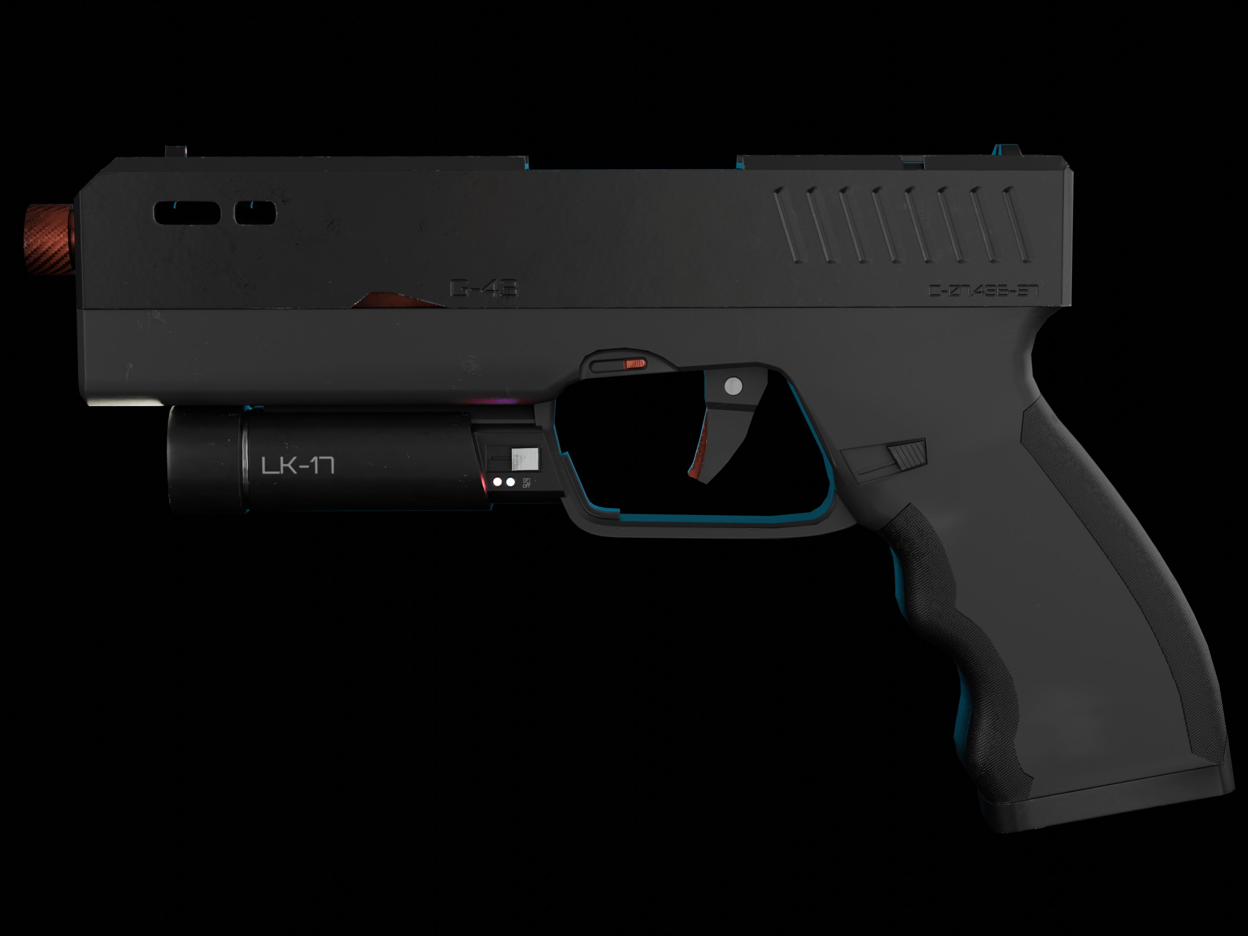 Modern Sci-fi Pistol Low-poly 3D model_15