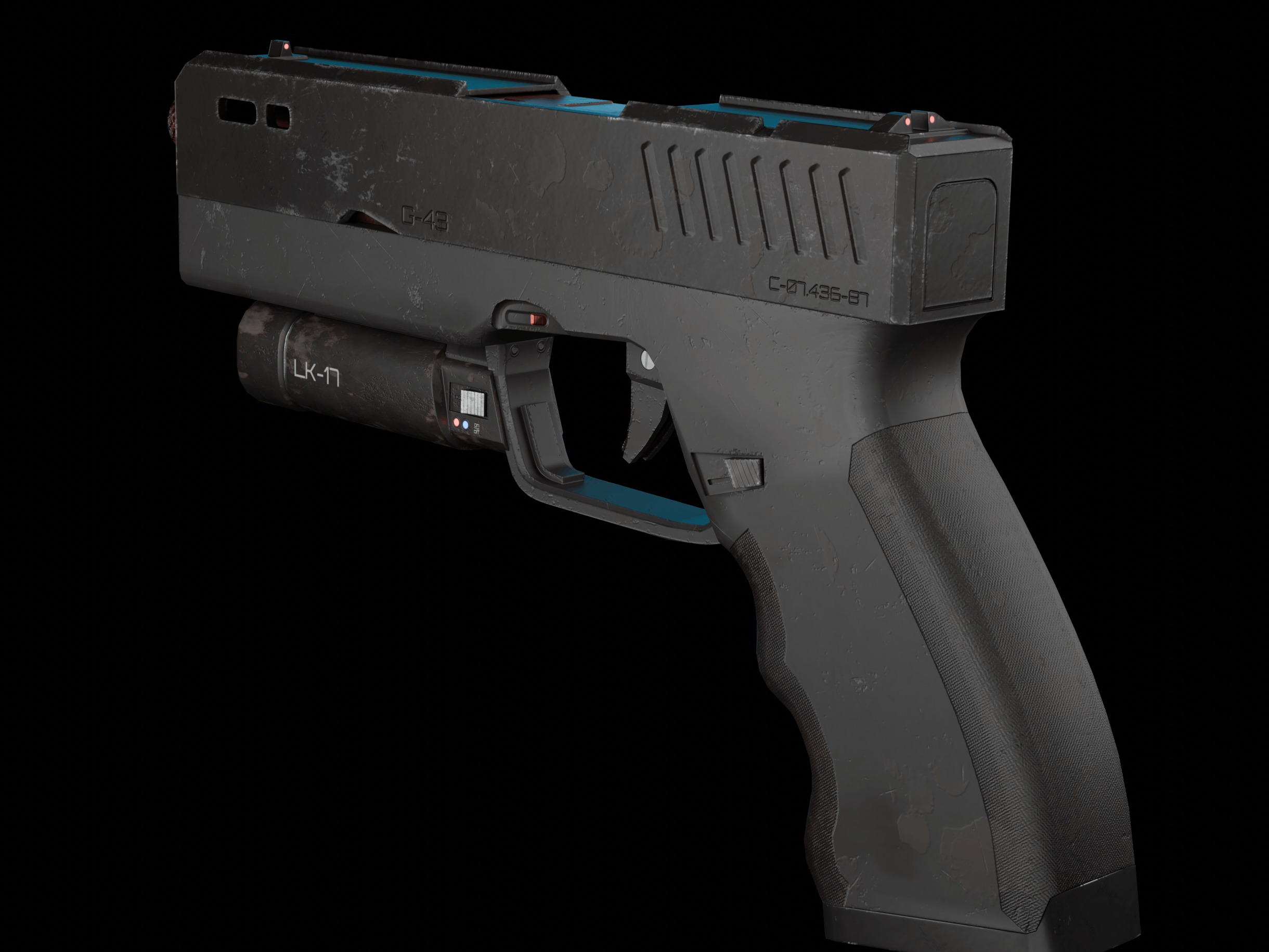 Modern Sci-fi Pistol Low-poly 3D model_12