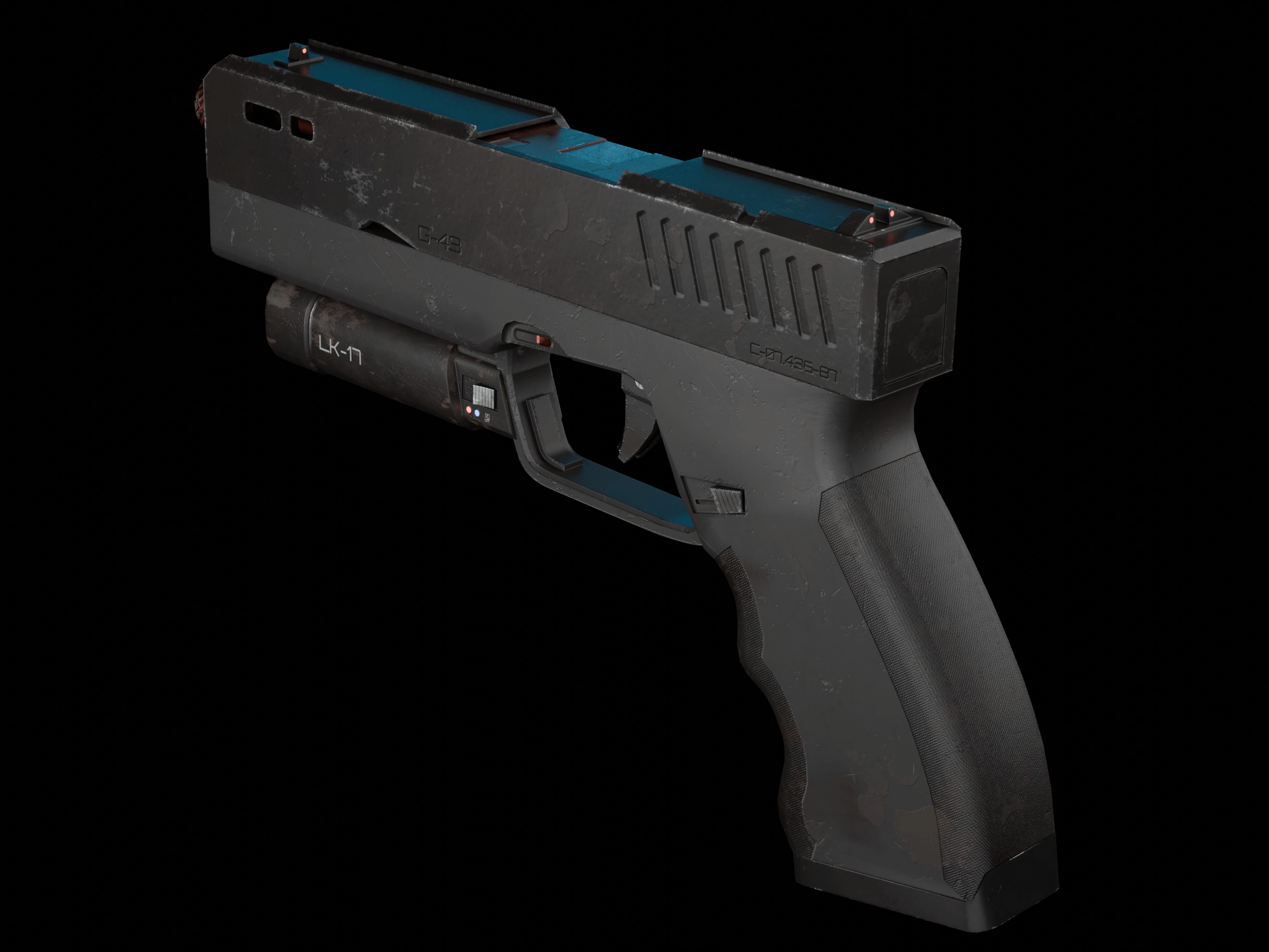 Modern Sci-fi Pistol Low-poly 3D model_2