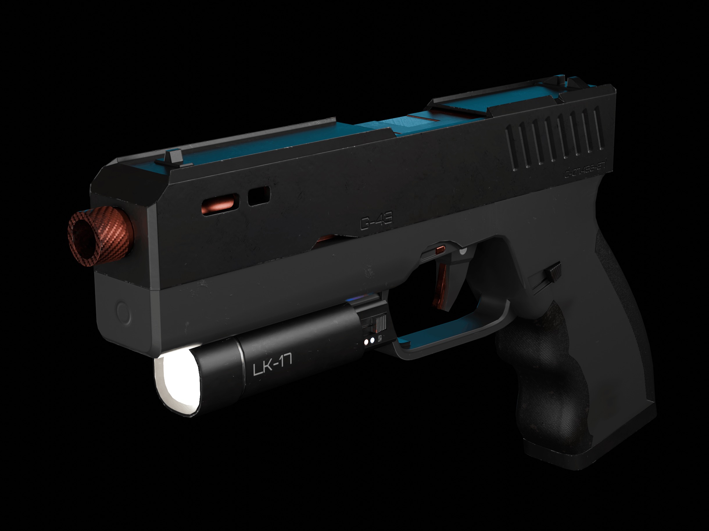 Modern Sci-fi Pistol Low-poly 3D model_6
