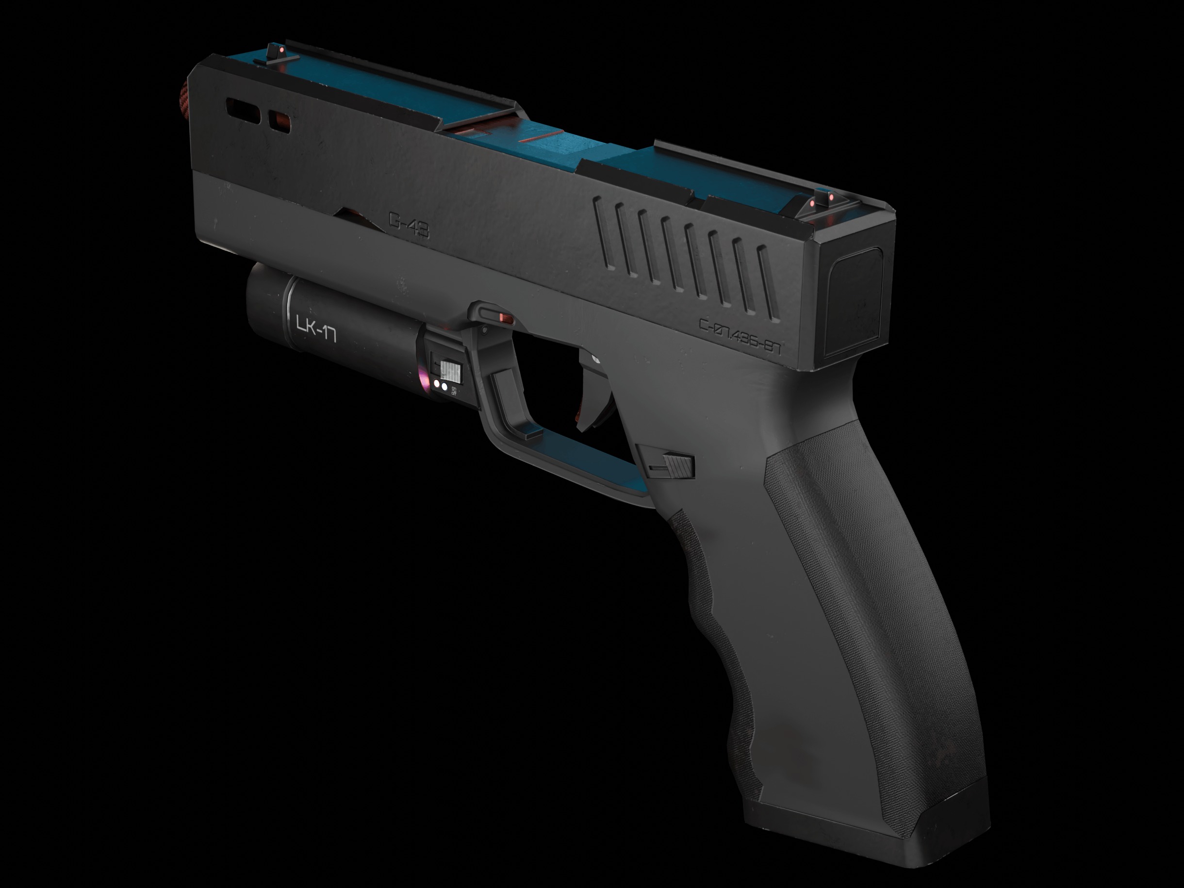 Modern Sci-fi Pistol Low-poly 3D model_3