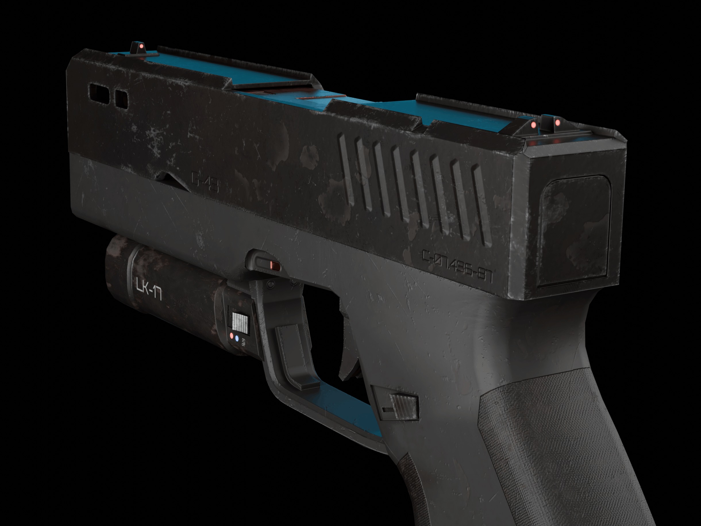 Modern Sci-fi Pistol Low-poly 3D model_11