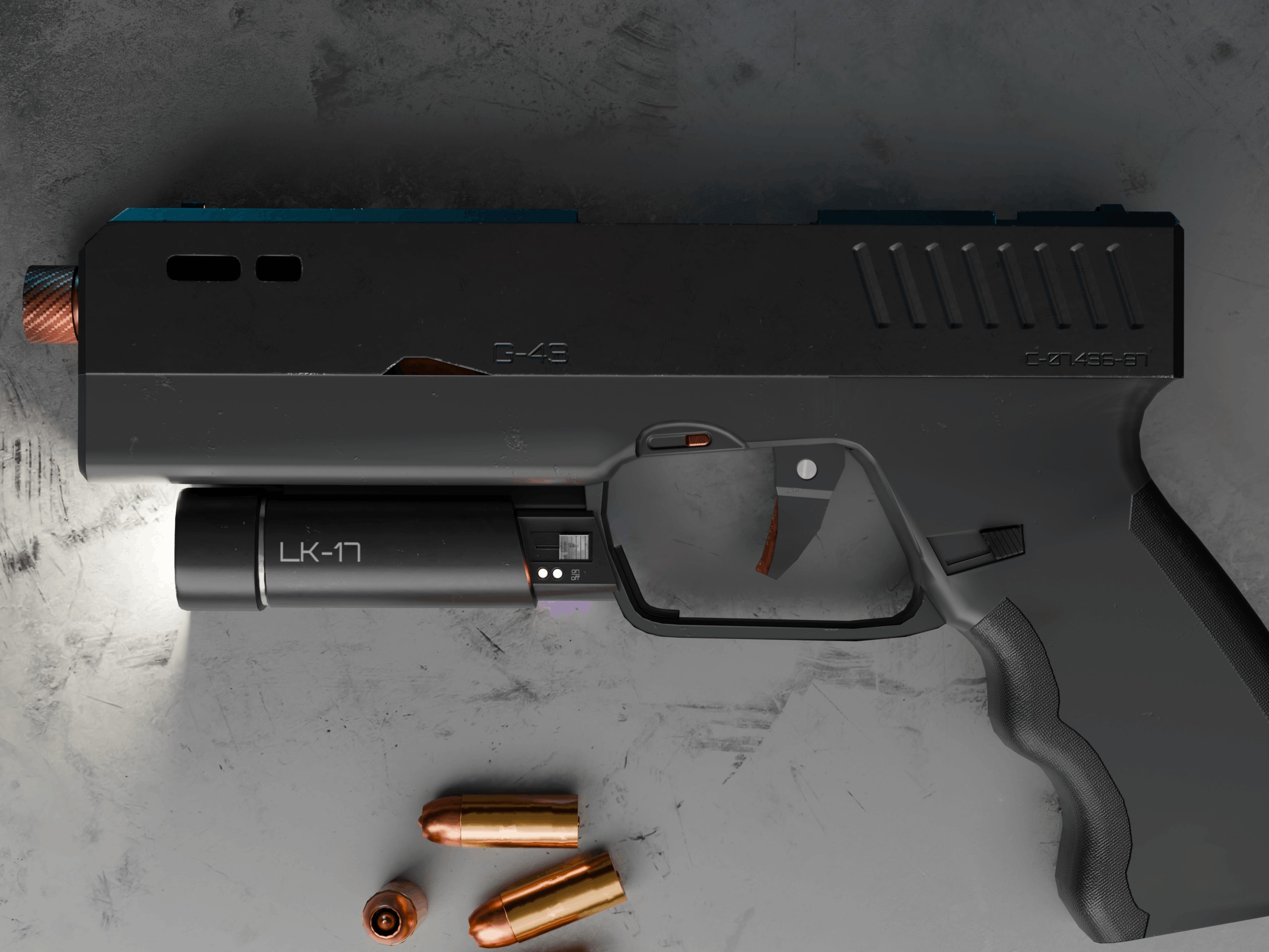 Modern Sci-fi Pistol Low-poly 3D model_21