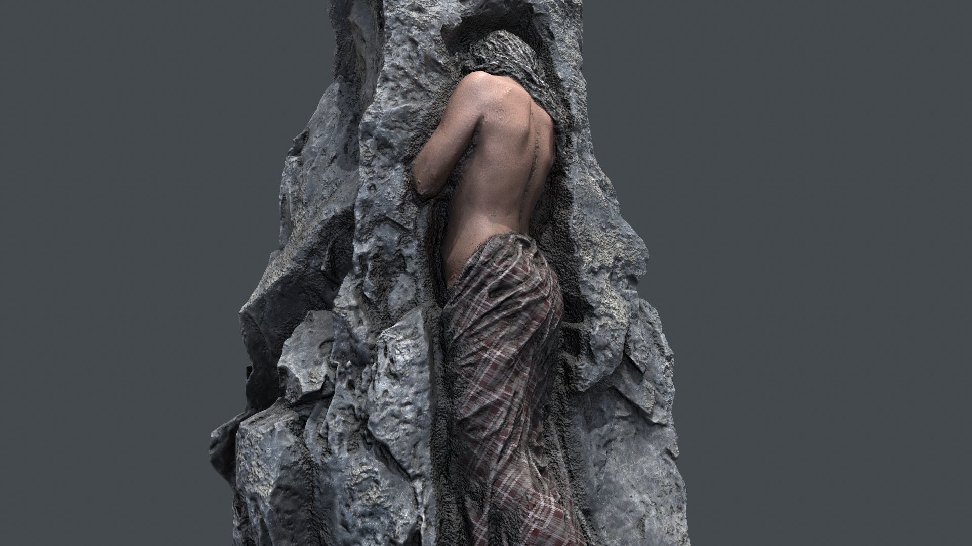 woman Statue Low-poly 3D model_12