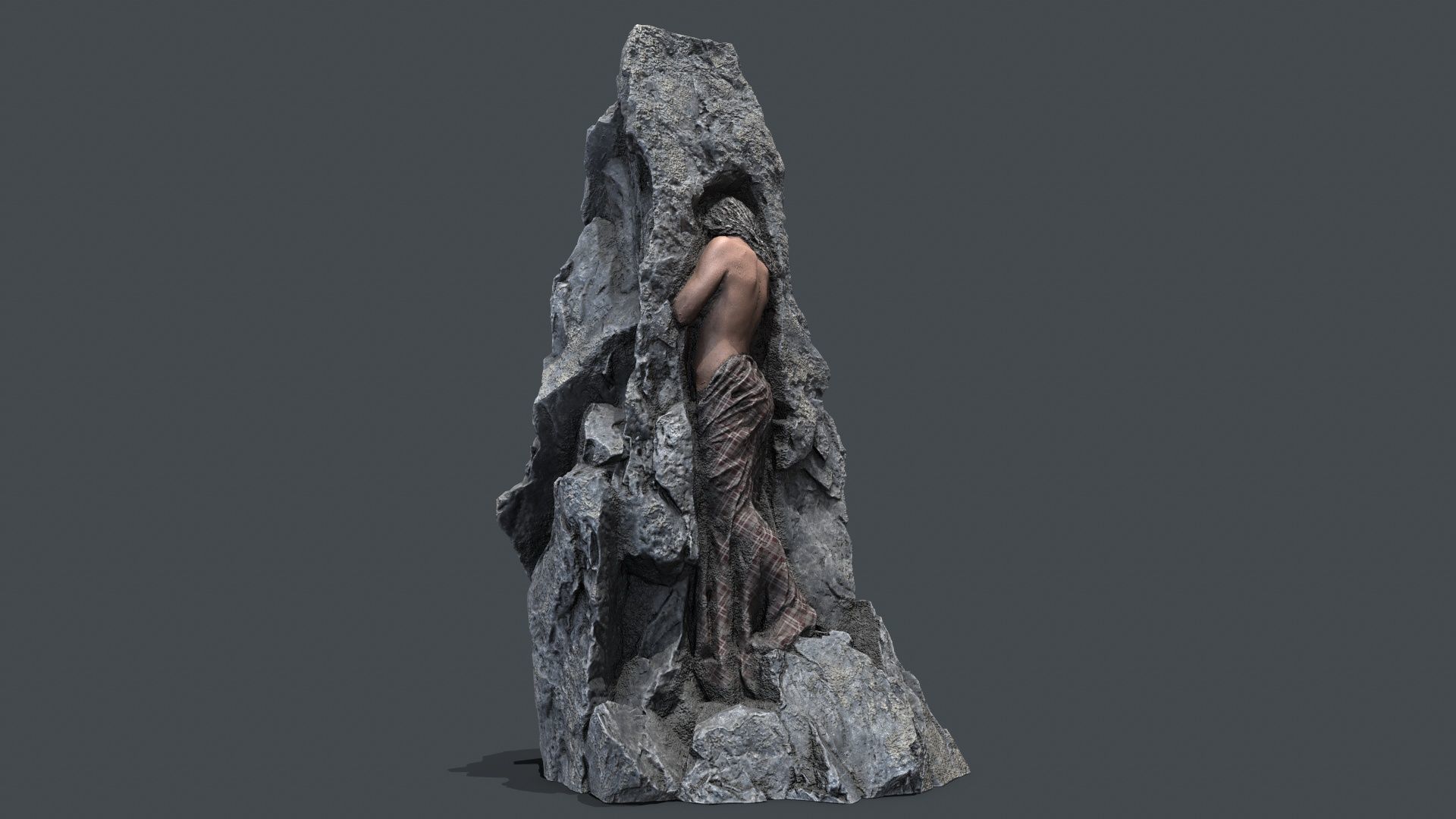 woman Statue Low-poly 3D model_2