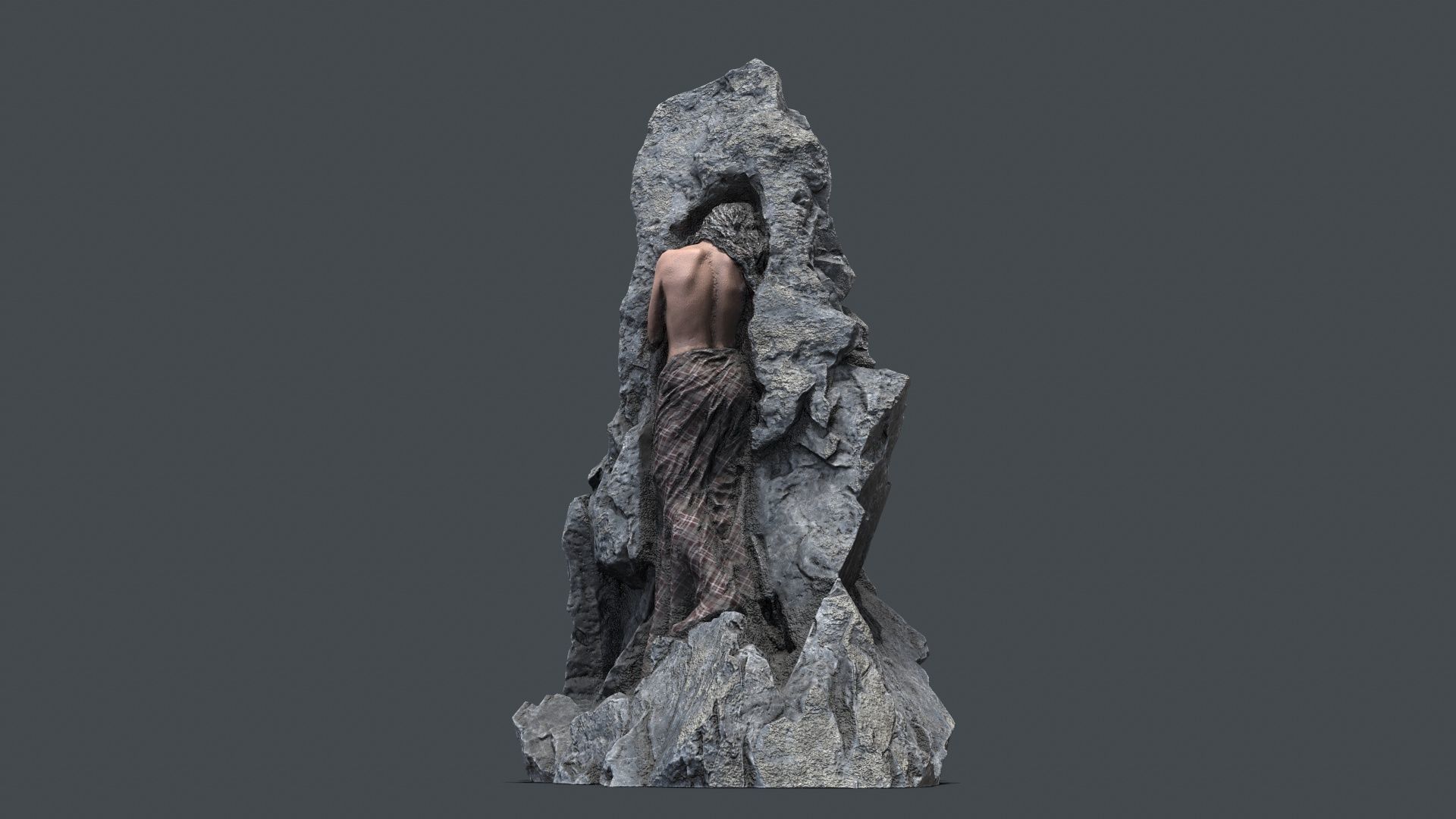 woman Statue Low-poly 3D model_1