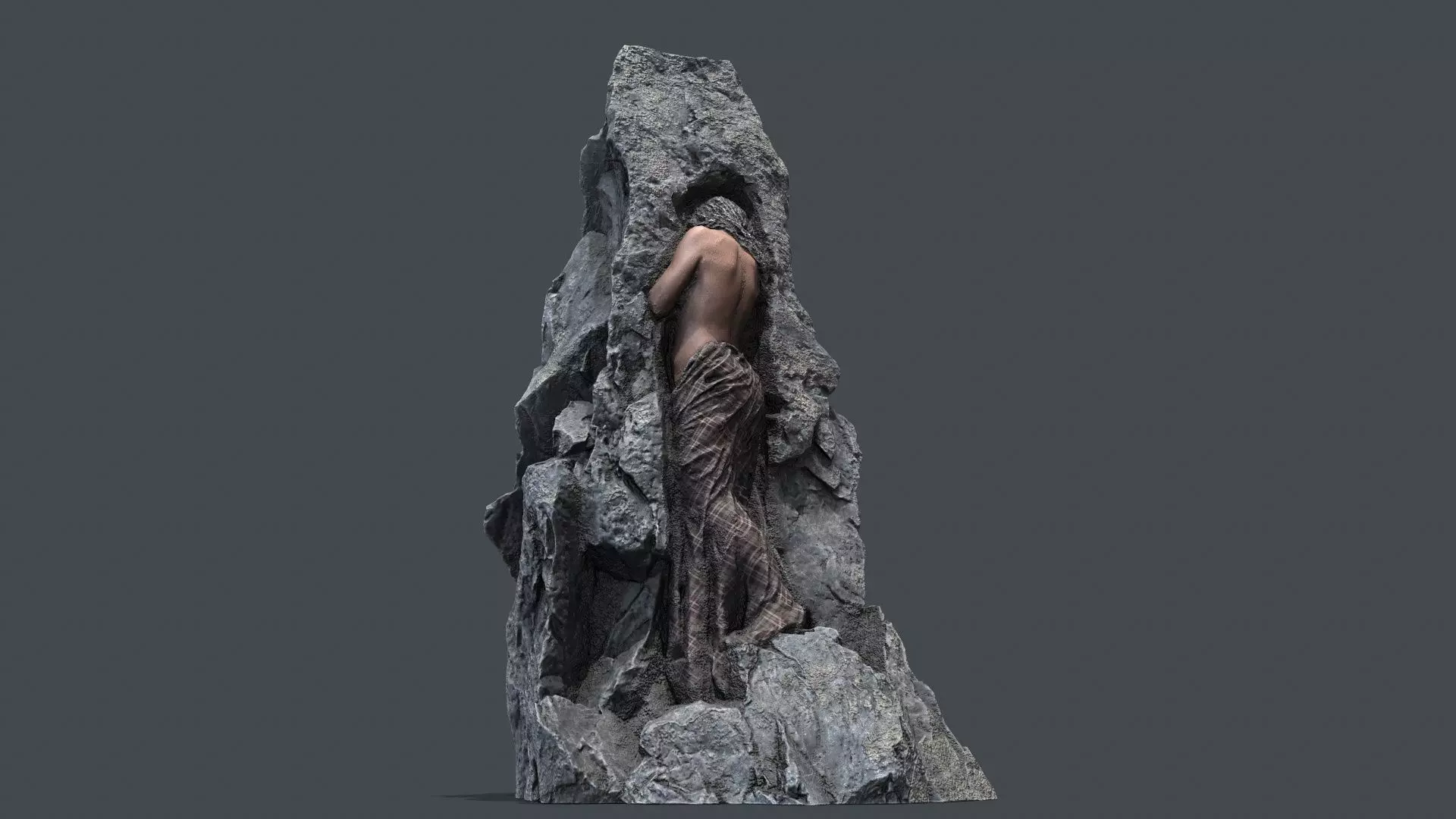 woman Statue Low-poly 3D model_0