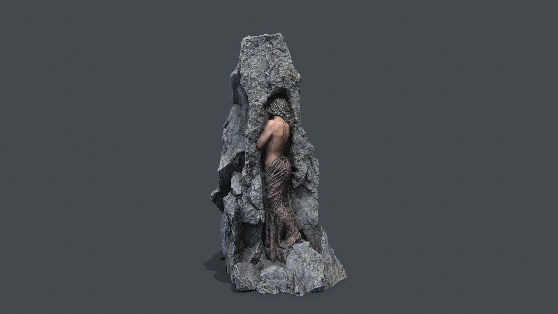 woman Statue Low-poly 3D model_10