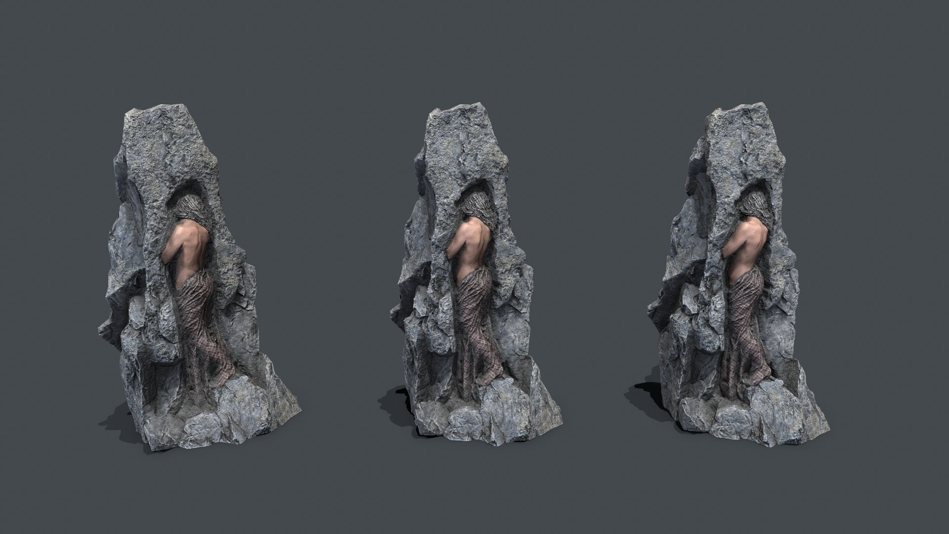 woman Statue Low-poly 3D model_14